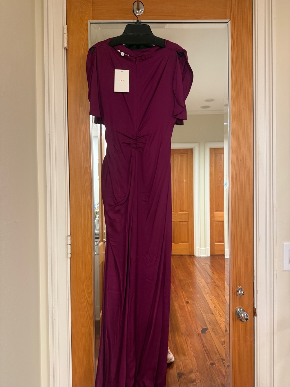 NWT A.L.C. Nadia Ruched Maxi Gown in Jewel Plum - Picture 3 of 4
